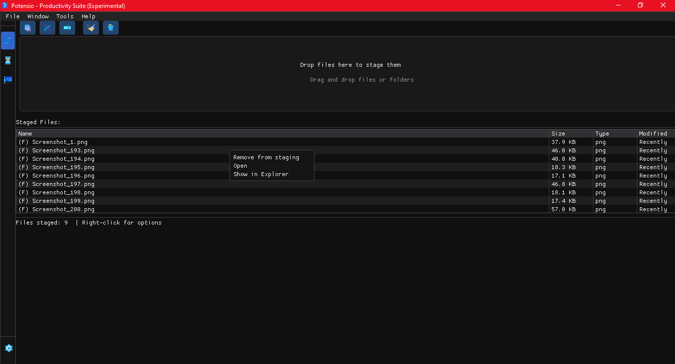 File Staging Screenshot